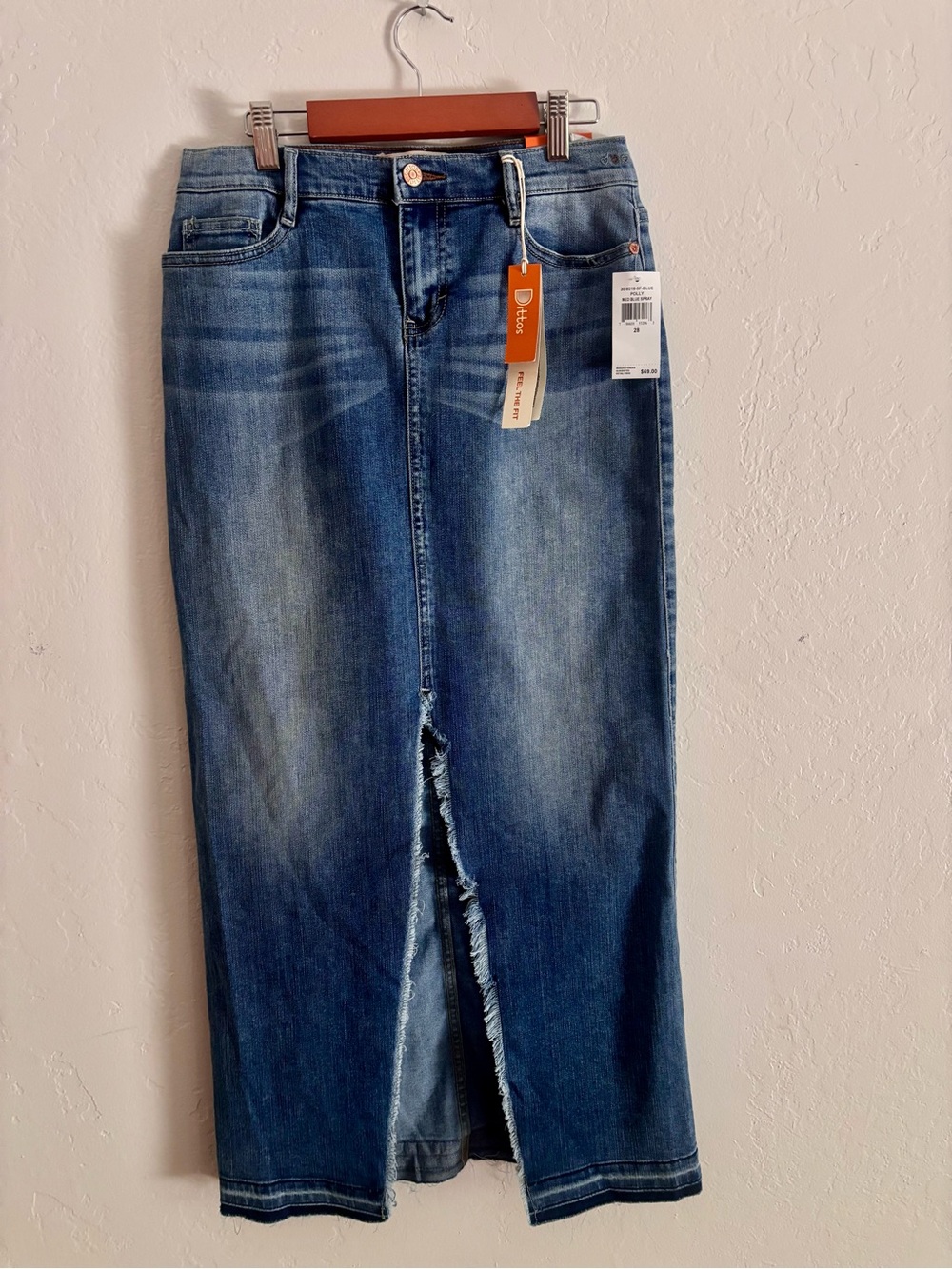 Dittos Blue Denim Midi Skirt with Front Slit